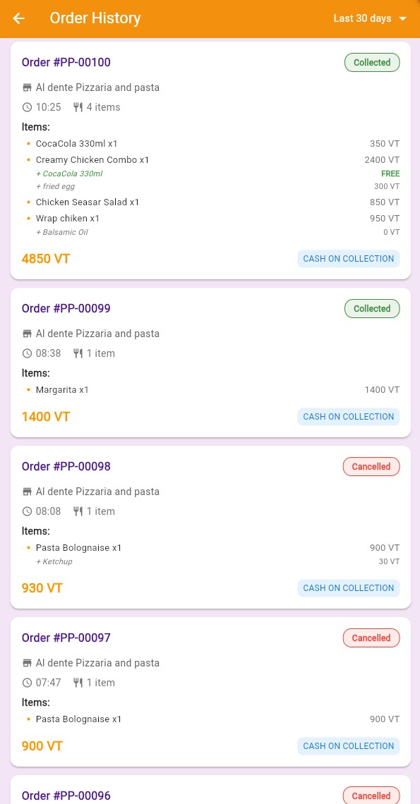 Order Status (Customer)